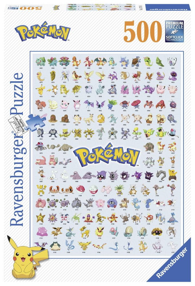 Ravensburger Puzzle 147816 Prvých 151 Pokémonov 500 dielikov
